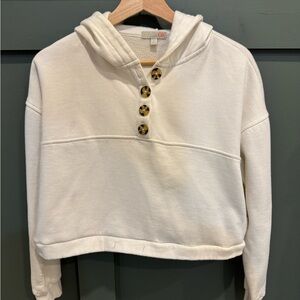 GB Oversized Cream Hoodie with Tortoise Button Detail